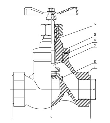 316 threaded globe valve drawing